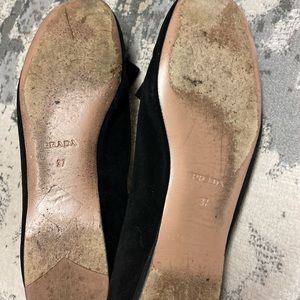 Black suede Prada flats